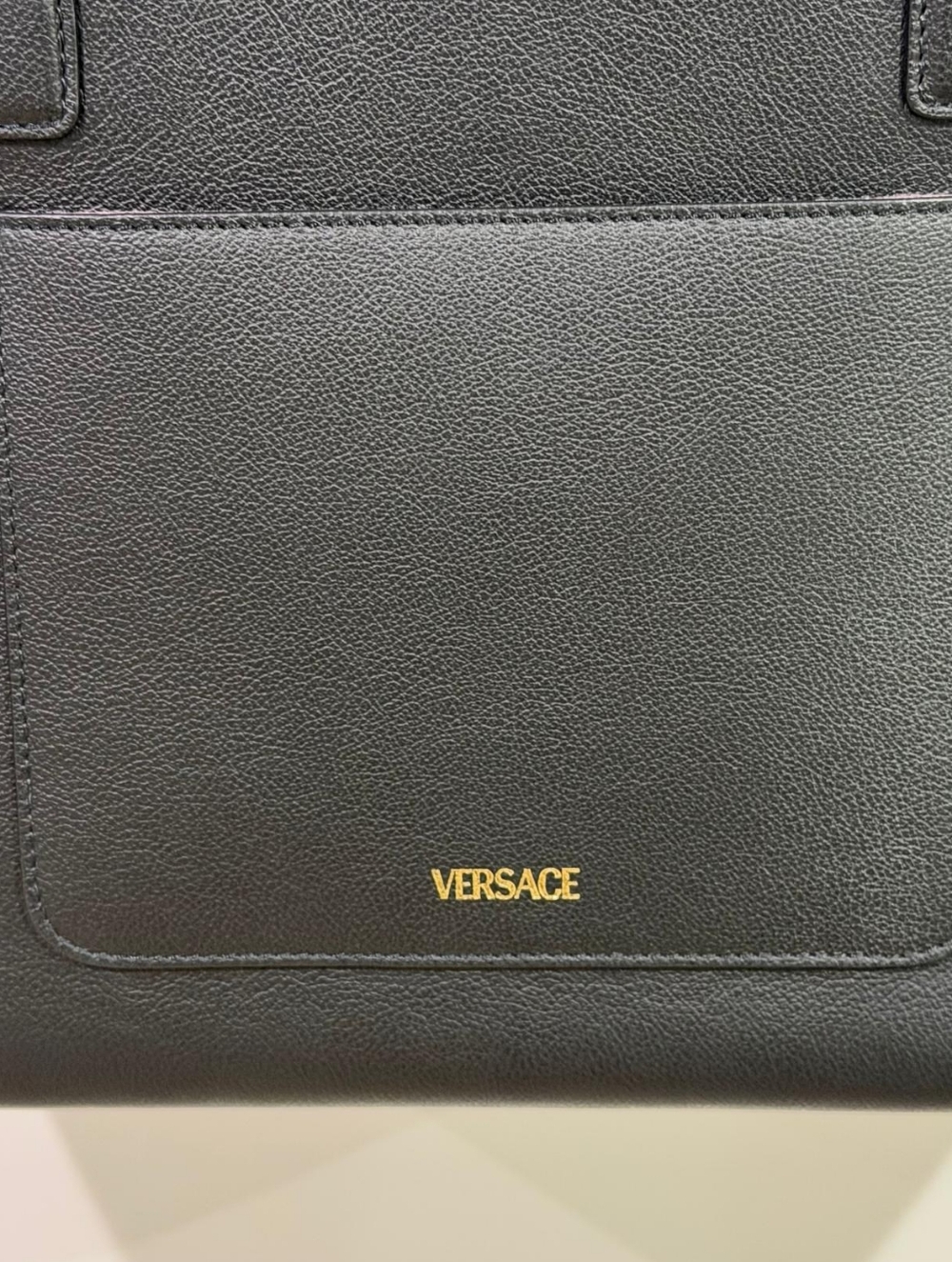 Versace Medusa Large Tote Bag Black Leather Gold Hardware Top Handle Shoulder - Picture 9 of 14